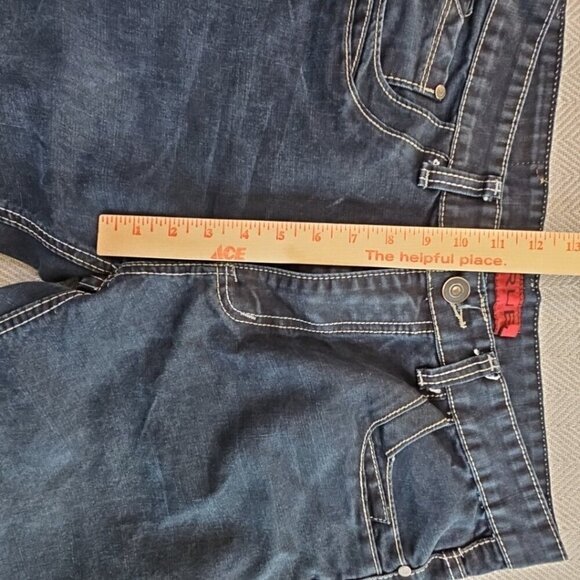 True Rock Jeans Men's 36x30 Straight Leg Dark Wash 7 Pockets Contrast Stitch EUC - Picture 5 of 16